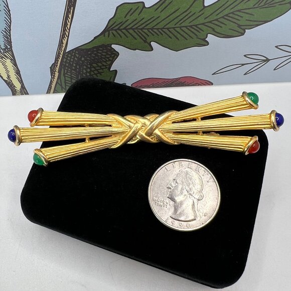 Poured Glass Textured Bar Brooch - Picture 3 of 5